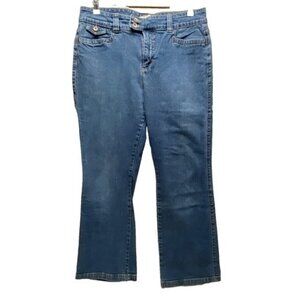 Lee Natural Bootcut Jeans Women’s 14 Blue Mid Rise Flap Pockets Stretch Denim